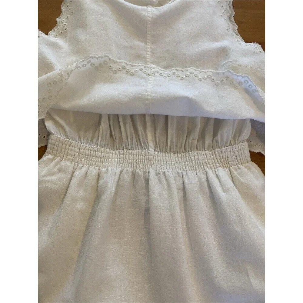 Madewell White Eyelet Overlay Open‎ Back Dress Size 6/S Sleeveless Beachy Boho